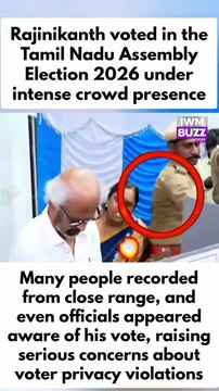 Rajinikanth voted in the Tamil Nadu Assembly Election 2026 under intense crowd presence. Many people recorded from close range, and even officials appeared aware of his vote, raising serious concerns about voter privacy violations