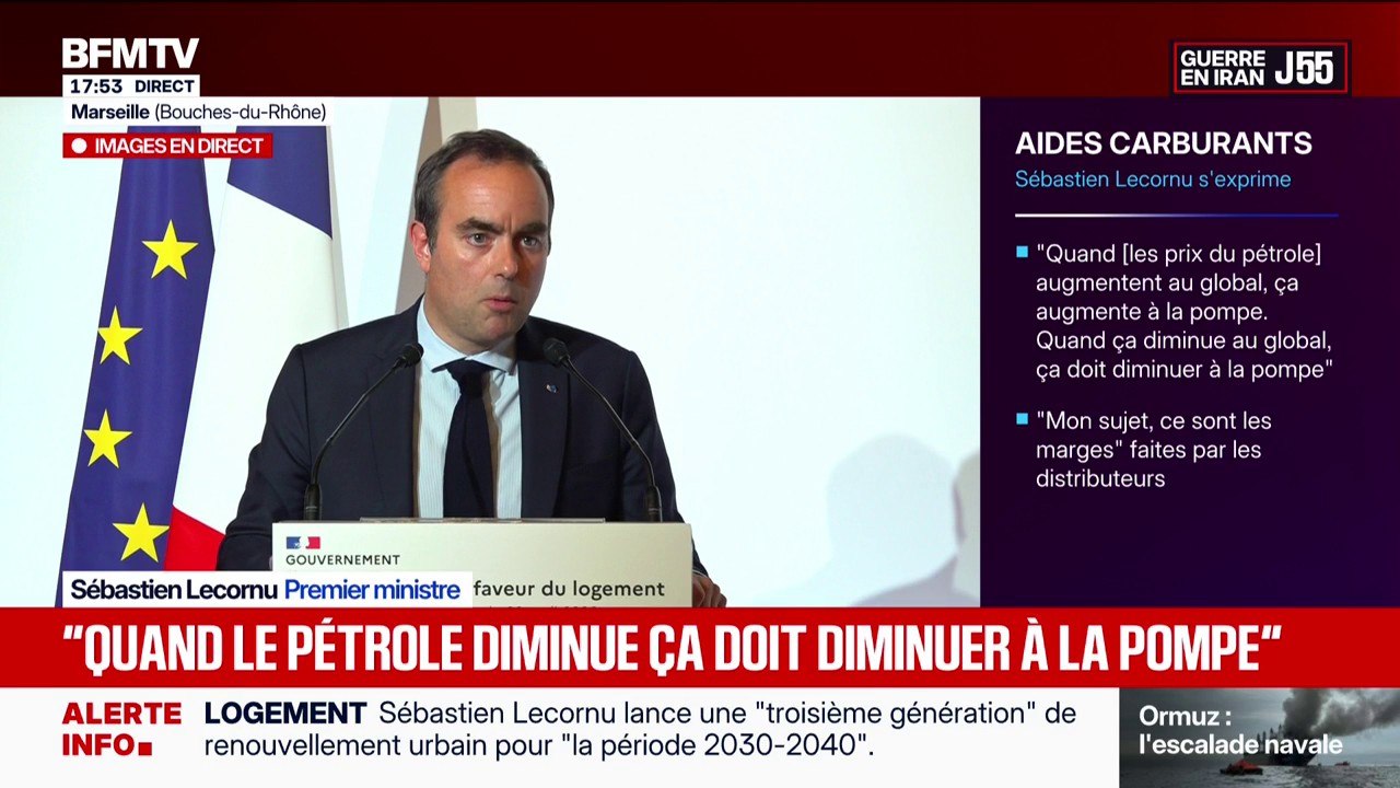 Carburants: "Quand ça diminue au global, ça doit diminuer aussi vite à la pompe", déclare Sébastien Lecornu