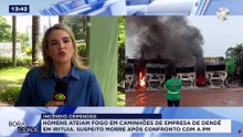 INCÊNDIO CRIMINOSO - CRIMINOSOS ATEIAM FOGO EM CAMINHÕES EM EMPRESA DE DENDÊ
