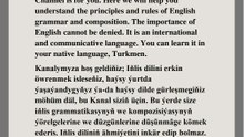 IŇLIS DILINI TÜRKMEN DILINDE ÖWRENIŇ(söz bölekleri)ene diliňizde