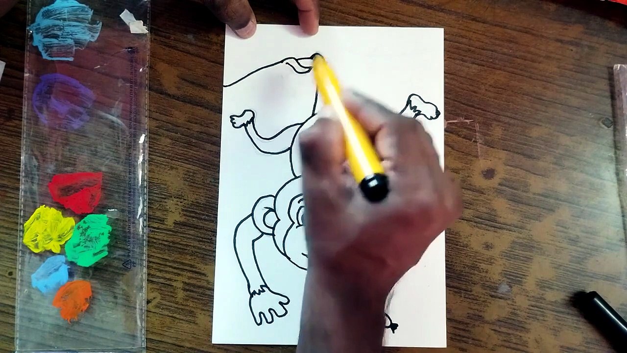 How to draw Monkey Kids with colour _ Toddlers step by step _ Drawing Monkey