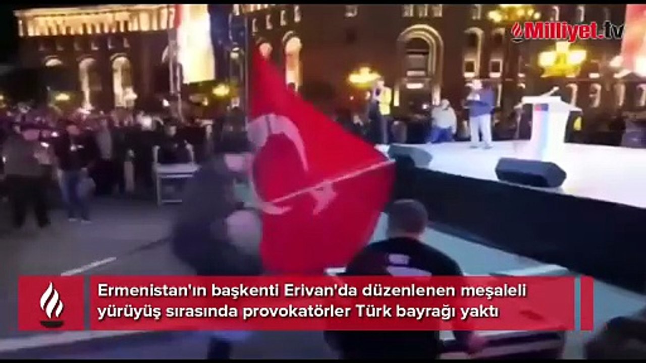Ermenistan'da provokatörlerden alçak saldırı! Türk bayrağını yaktılar: Paşinyan'dan ilk açıklama geldi