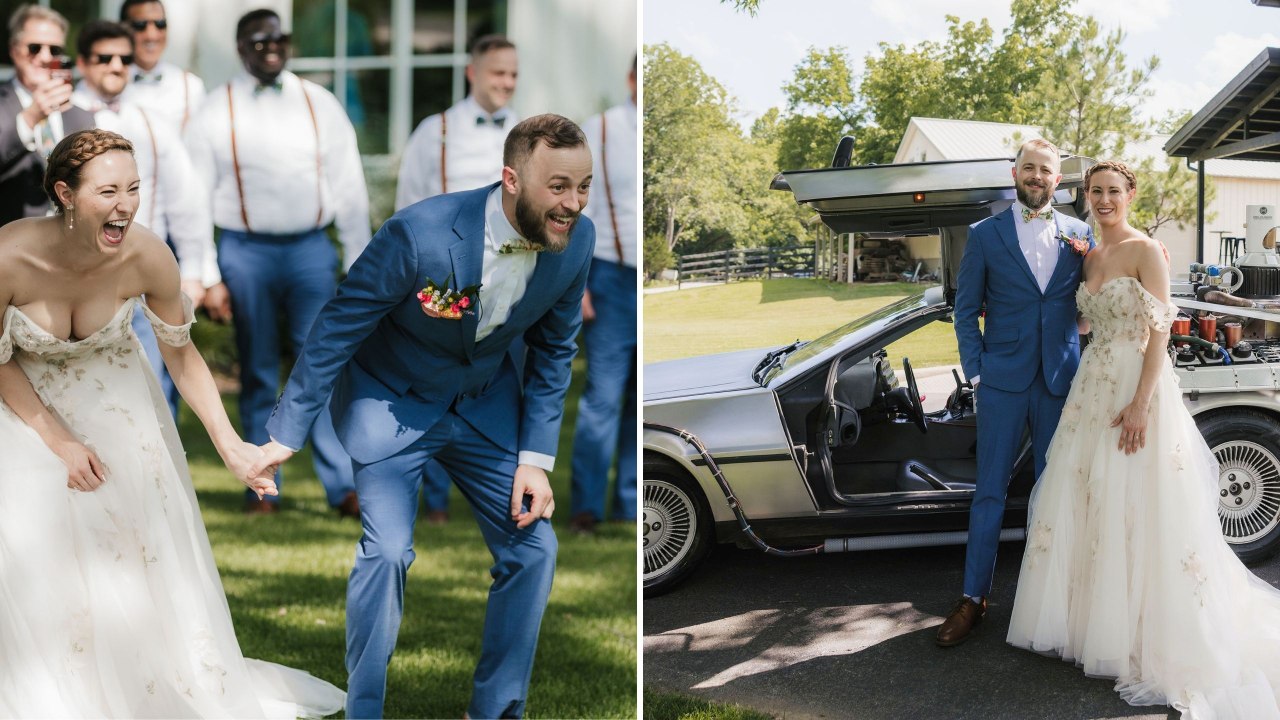 Groom Can't Hide His Delight When Bride Surprises Him With Dream DeLorean Car On Wedding Day | Happily TV