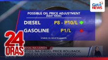 P8-P10/L na diesel price rollback, posible sa susunod na linggo | 24 Oras