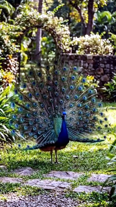 Peacock dancing in rainy season
