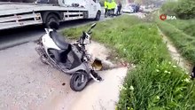 Yoldan çıkan motosikletten düşen 1’i çocuk 3 kişi yaralandı