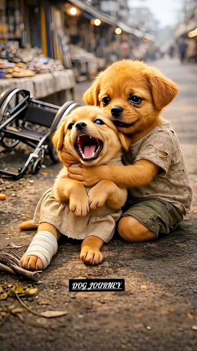 No one helped the poor puppy 🐕 so he carried a load to get his sister treatment 😭