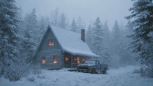 1 Hour Cozy Snow Cabin - Relaxing Winter Ambience & Music for Sleep and Study
