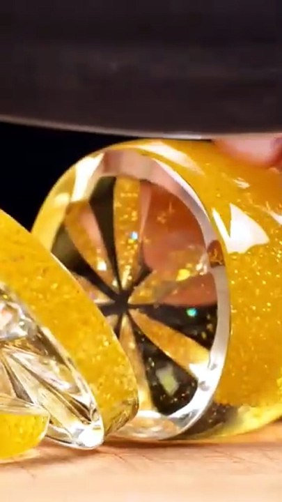 Crystal Lemon Slicing 🍋  Ultra 8K Glass ASMR S...