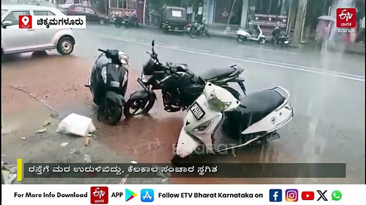 ಚಿಕ್ಕಮಗಳೂರಲ್ಲಿ ವರುಣನ ಆರ್ಭಟ: ಬಿರುಗಾಳಿ, ಆಲಿಕಲ್ಲು ಸಹಿತ ಮಳೆ, ನದಿಯಲ್ಲಿ ಮುಳುಗಿ ವೃದ್ಧೆ ಸಾವು