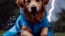 Golden Retriever’s Rainy Day Rave 🐶🌧️  Happy Dog Vibes