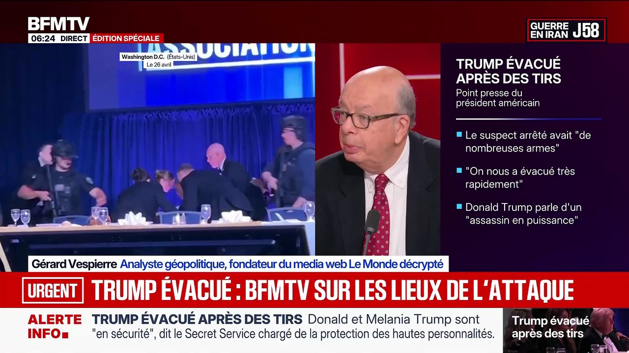 Tirs au dîner avec Donald Trump - Dérapage sur BFM TV quand un "spécialiste" explique que les attaques pourraient avoir été organisées par le Président pour le servir politiquement et pour sa communication