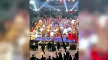 Trabzon'da boks maçında meydan savaşı: Onlarca kişi ringe dalıp birbirine girdi