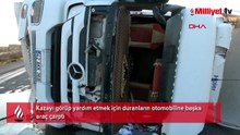 Aksaray’da zincirleme kaza! Yardım için duran aileye araç çarptı