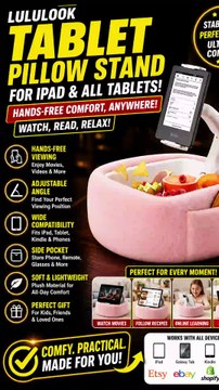 LULULOOK Tablet Pillow Stand | iPad Lap Holder Snack Bowl Bed Couch Stand