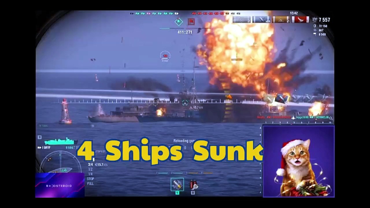 World of Warships  4 ships sunk