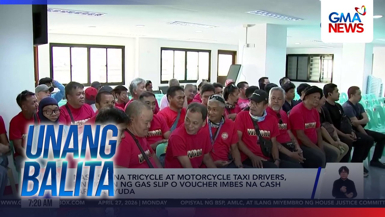 Nasa 500 na tricycle at motorcycle taxi drivers, binibigyan ng gas slip o voucher imbes na cash para sa ayuda | Unang Balita