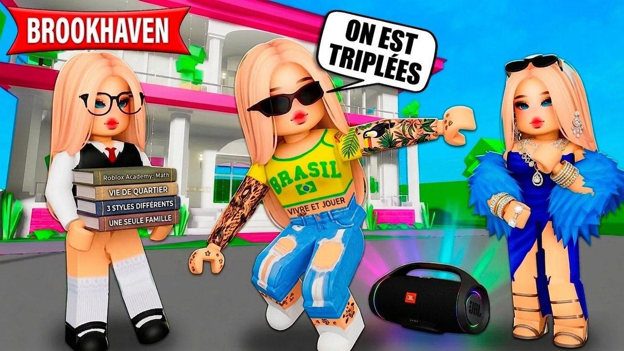 Des triplées séparées à la naissance se retrouvent | Histoires Brookhaven RP | Roblox