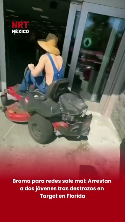 🚜 Dos jóvenes de 18 años fueron arrestados en Ocala, Florida, tras ingresar a una tienda Target conduciendo un cortacésped, causando daños en una puerta mientras grababan el acto para redes.
