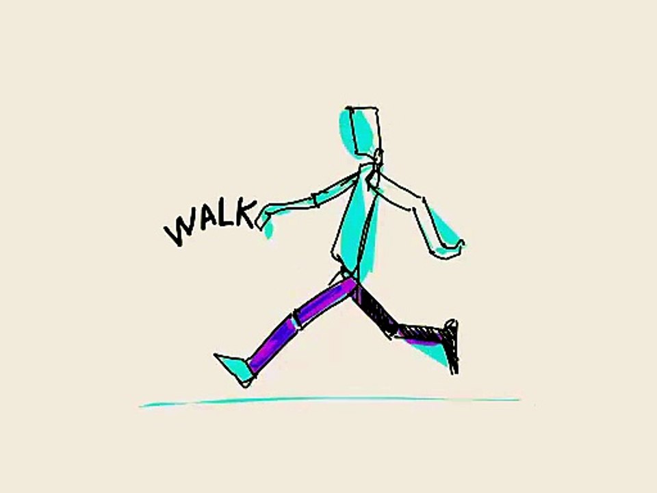 Digitale Animation einer gehenden Figur