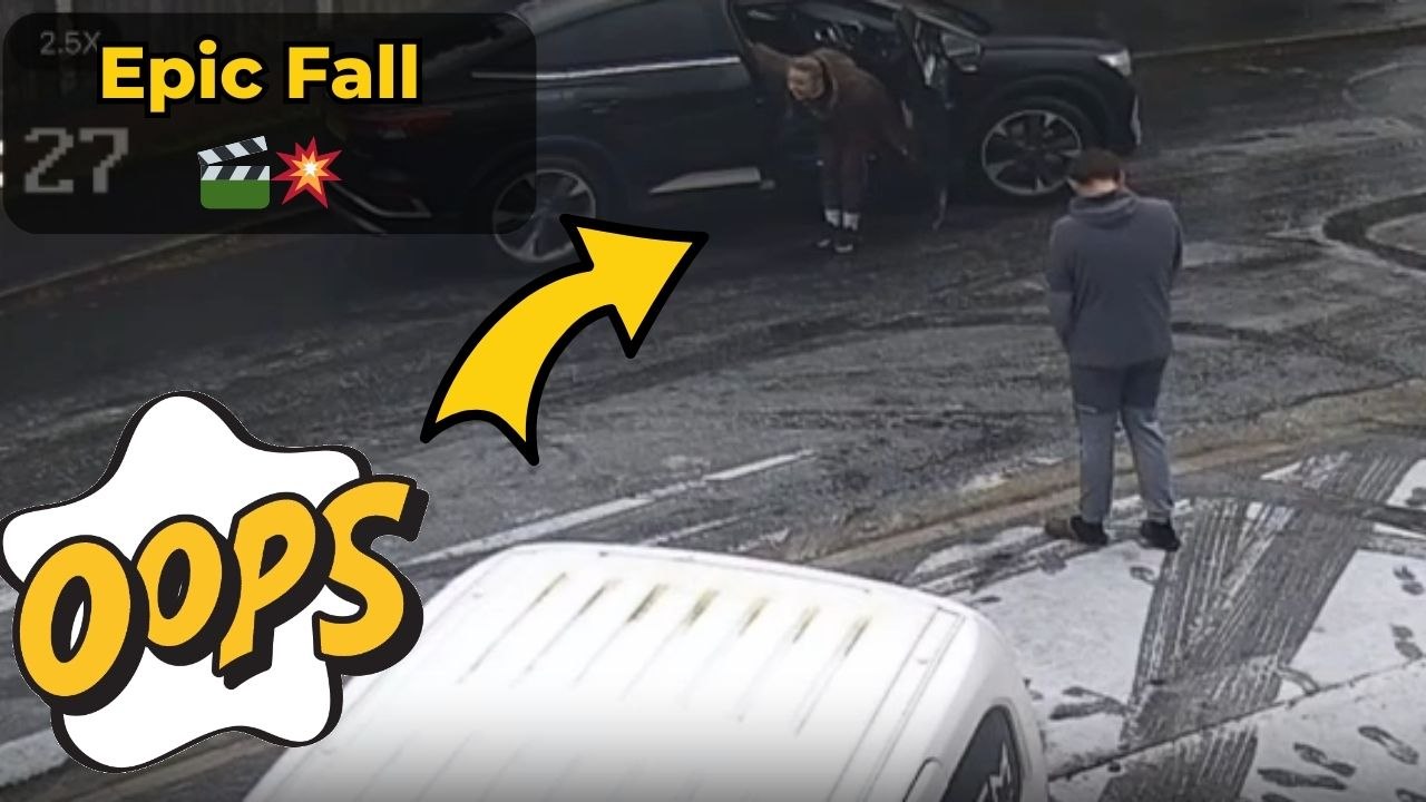 Gentleman Helps Woman Cross The Road After She Falls While Getting Out Of A Car