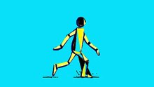 Animation numérique d’une figure humaine abstraite en marche