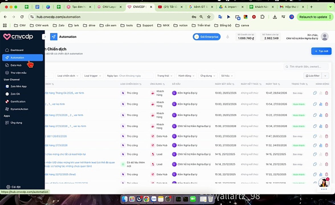 HD import file data khách hàng (có gắn thẻ) -> gửi tin ZBS -> Thành công, thất bại gắn thẻ lại data đó