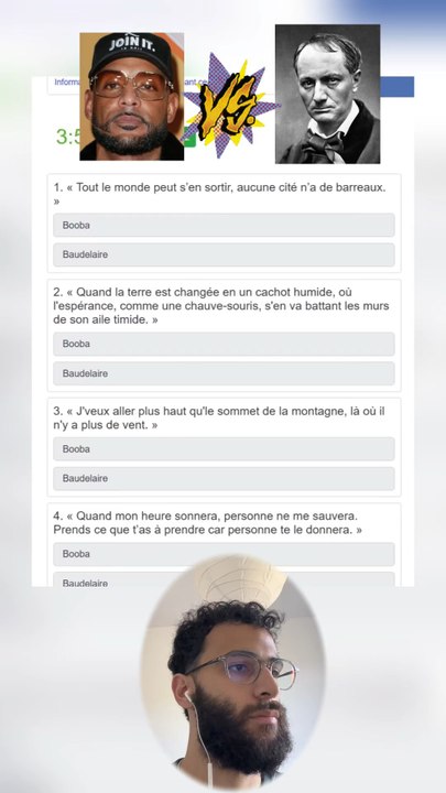 Booba vs Baudelaire #quizz #litterature