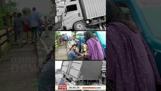 'ഹമ്പ് ഉണ്ടെന്ന് കരുതി ബ്രേക്ക് പിടിച്ചതാ, നിന്നില്ല'; തൈക്കുടത്ത് കണ്ടെയ്നർ ലോറി കീഴ്മേൽ മറിഞ്ഞു