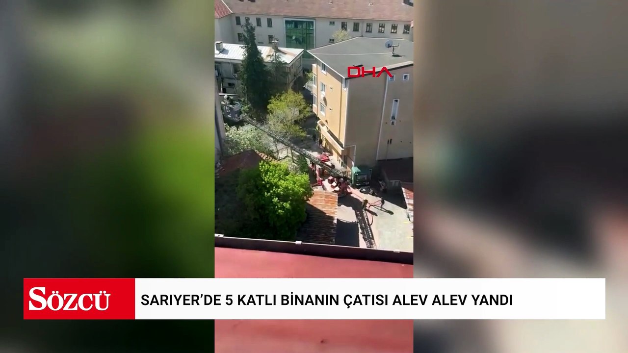 Sarıyer’de 5 katlı binanın çatısı alev alev yandı; mahallede panik yaşandı