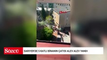 Sarıyer’de 5 katlı binanın çatısı alev alev yandı; mahallede panik yaşandı