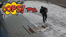 Pedestrian Walks Calmly On Snow Then Ice Humble Checks Him In Seconds