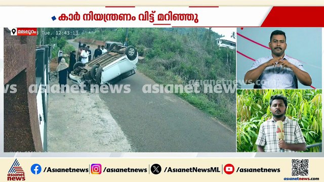 മലപ്പുറത്ത് കാർ തലകീഴായി മറിഞ്ഞ് അപകടം കുട്ടികൾ അടക്കം 5 പേർക്ക് പരിക്ക്