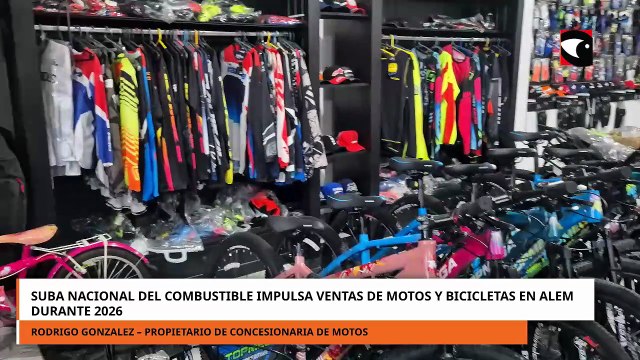 Suba nacional del combustible impulsa ventas de motos y bicicletas en Alem durante 2026