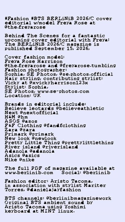 #Teen #Fashion #BTS #BERLiNiB 2026/C cover editorial #Model Freya Rose at insta:the.freyarose by #SEphotos