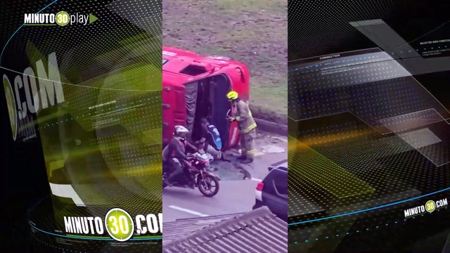 Volcamiento de bus generó tremendo trancón en la autopista Sur en Bogotá
