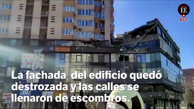 Este es el momento en el que un misil impacta un edificio residencial en Kiev, Ucrania