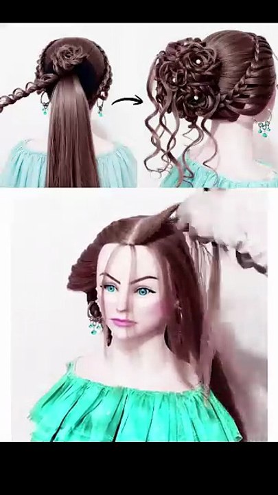 Flower bun hairstyle for girls