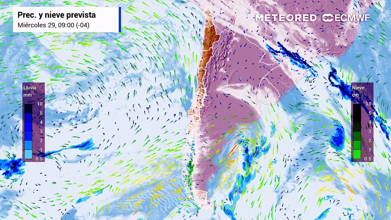 Pronóstico de precipitación y nieve: Miércoles 29 de abril.