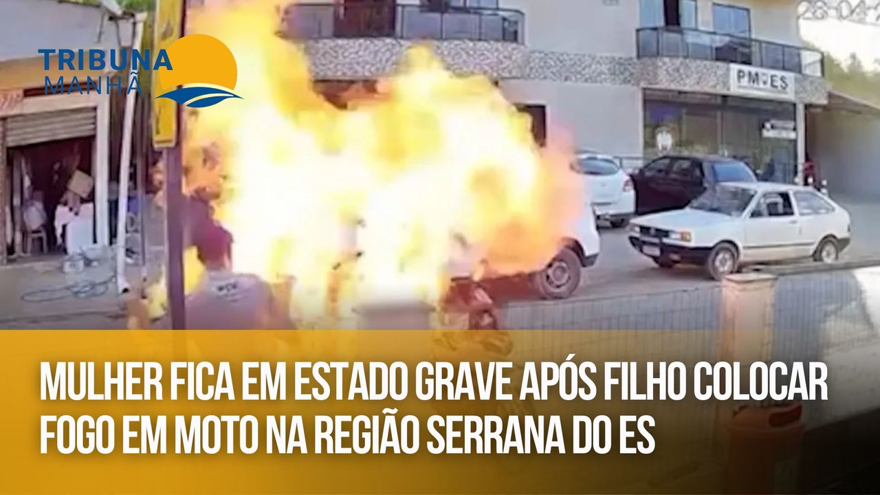 Mulher fica em estado grave após filho colocar fogo em moto na Região Serrana do ES