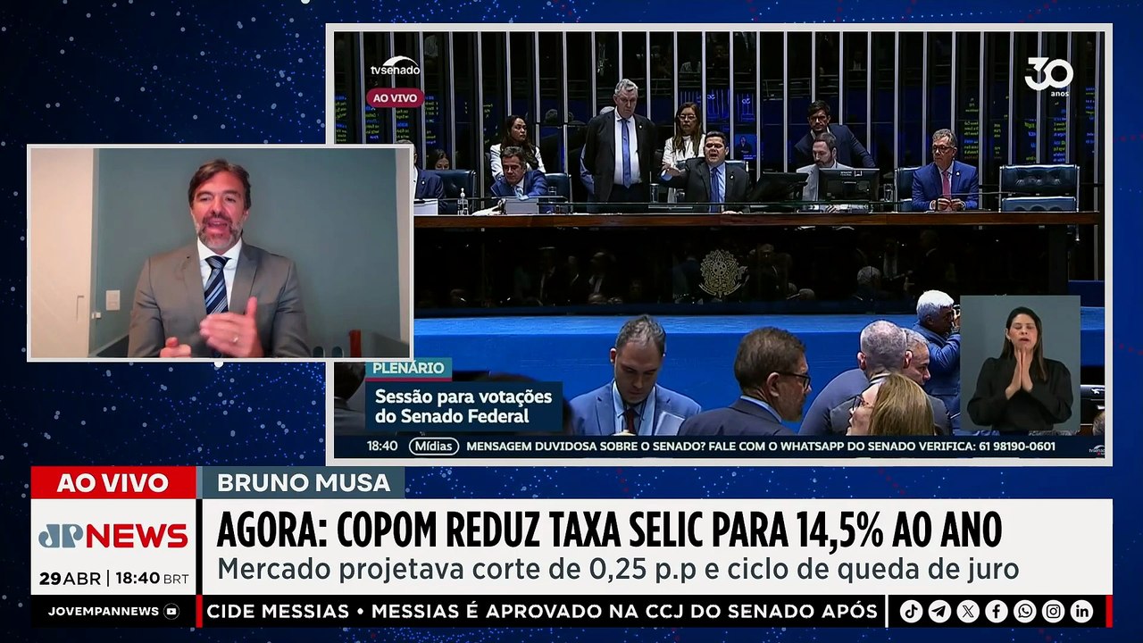 AGORA: Copom reduz Selic para 14,5% ao ano