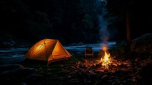 Peaceful Campfire by the River at Night | Deep Sleep ASMR Nature Sounds