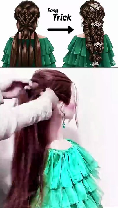 Easy ponytail braid hairstyle for girls 🎀