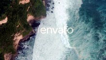 Aerial view of waves breaks on rocky shore. Seascape, rocks, ocean.