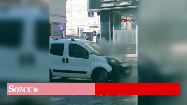 Siirt’te park halindeki hafif ticari araç yandı