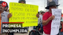 Pescadores de Veracruz bloquean la autopista Tuxpan-Tampico por falta de apoyos