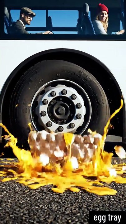 Real Bus Tire Crushing Egg Tray 🥚🚍 #foryou #trending #viralshort #fypシ゚viral