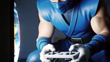 Sub-Zero Playing Mortal Kombat Retro Gaming