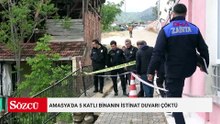 Amasya’da 5 katlı binanın istinat duvarı çöktü