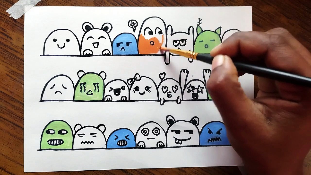 How to Doodle Drawing Kids for Beginners _ Doodle Art _ Coloring Page